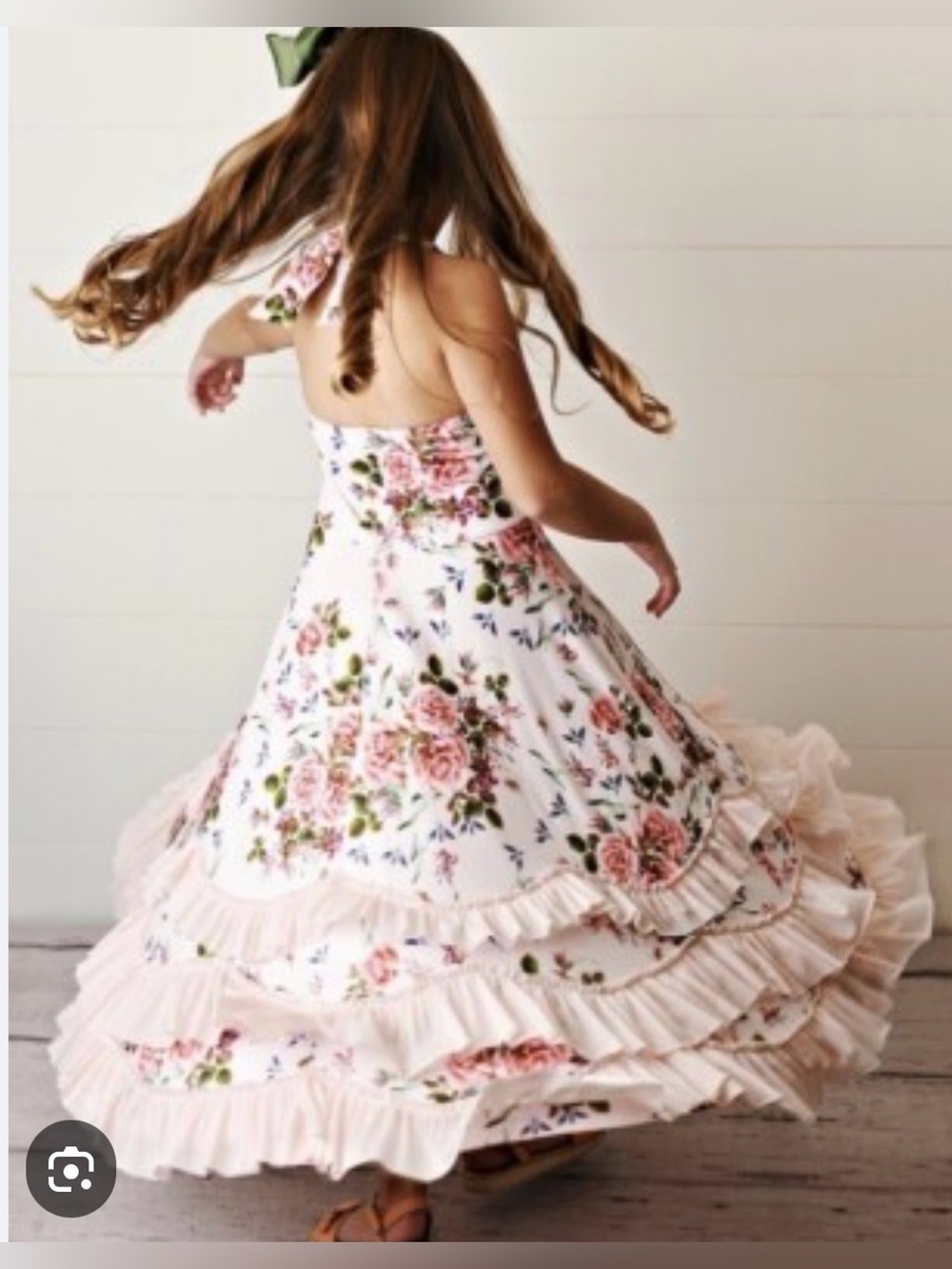 Oopsie Daisy white pink floral halter long dress